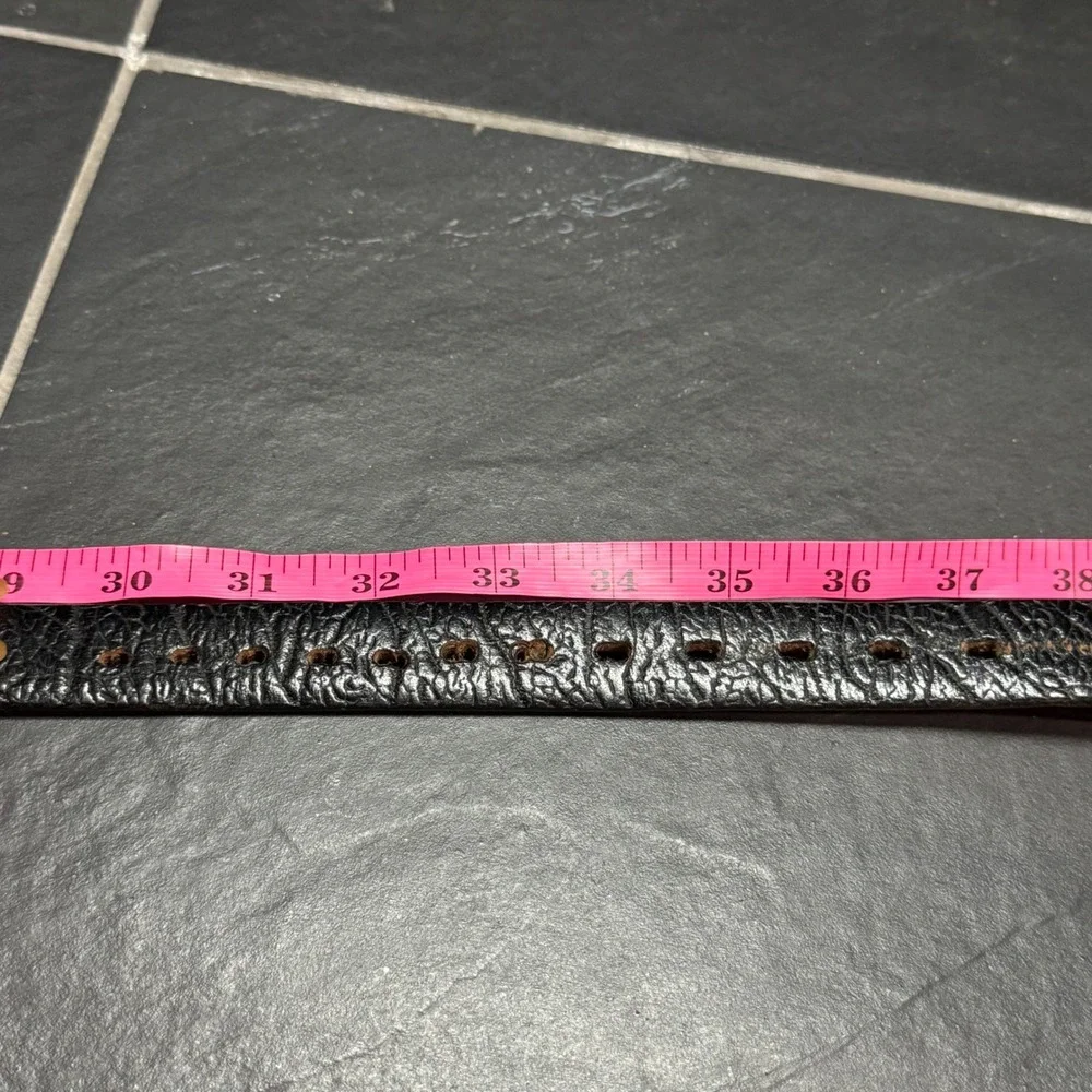 RARE Mattei Bros Streve of California Black Buffalo Leather Belt Size 36 Vtg MCM